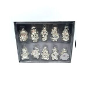 Mervyn's Hand Painted Silver Glass Christmas Ornaments Set of 10 Santa Snowman